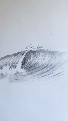 a drawing of a large wave in the ocean