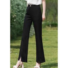 Discover Elegance & Comfort in Every Step Embrace the summer with our new collection of Trendy Black Boot Cut Trousers, designed to deliver both style and comfort. These ankle-length trousers are a perfect blend of sophistication and a touch of casual flair, making them a must-have for any modern wardrobe. Product Features Our trousers are crafted from a high-quality blend of polyester and spandex, ensuring durability and a slight stretch for all-day comfort. The high-waist design is complemented by a stylish zipper fly closure, flat front style, and subtle yet fashionable decorations including buttons, pockets, and fake zippers. With their solid black color and boot cut style, these pants offer a versatile base for countless outfit combinations. Benefits of Choosing Our Trousers Versatile Black Flare Pants In Elastane, Black Non-stretch Flare Jeans, Cheap Black Non-stretch Flare Jeans, Black Non-stretch Flare Jeans With Pockets, Black Full-length Pants With Button Closure, Timeless Boots, Modern Wardrobe, Classic Boots, Mens Shoes Boots