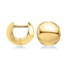 Ross-Simons - Italian 14kt Yellow Gold Bead Huggie Hoop Earrings. 3/8". Make a modern yet elegant statement with these glossy huggie hoop earrings. Expertly crafted by Italian artisans in 14kt yellow gold, the bead-shaped pair casts a bright shine with their polished finish. They'll carry you from a day at the office to a night on the town seamlessly! Hanging length is 3/8". Hinged post, 14kt yellow gold bead huggie hoop earrings. Huggie Hoop Earrings, Gold Beads, Fine Jewelry, Hoop Earrings, Yellow Gold, Beads, Yellow, Gold