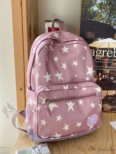 Bird in Bag - Womens Functional Multi-Pocket Stylish Patterned Jacket Patterned Jacket, Teen's Backpack, Middle Schoolers, Classic Backpack, Diy Supplies, Bird In Bag, Color Purple, Composition, Backpacks