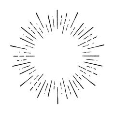 a black and white drawing of a sunburst in the middle of it's frame