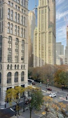 an aerial view of the empire building in new york city's financial district, as seen from across the street