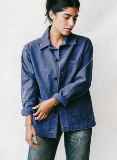 French Chore Jacket, Imogene And Willie, Imogene Willie, Denim T Shirt, Service Station, Chore Jacket, Jacket Parka, French Blue, Graphic Tee Shirts