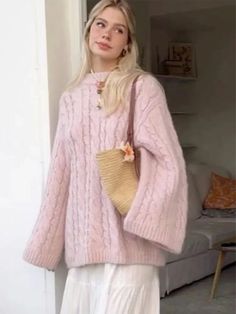 43231261917231|43231261949999|43231261982767 Pink Knitted Winter Sweater, Elegant Pink Knitted Sweater, Warm Pink Winter Sweater, Comfy Long Sleeve Pink Sweater, Cozy Pink Winter Sweater, Loose Knitwear, Womens Knit Tops, Oversize Women, Chic Pink