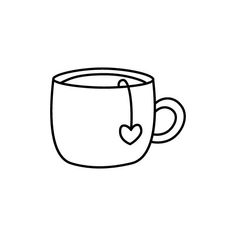 a coffee cup with a heart drawn on the side and inside it's mug