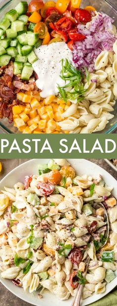 pasta salad with tomatoes, cucumbers and other vegetables