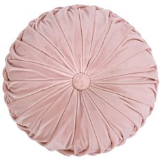 a pink round pillow on a white background