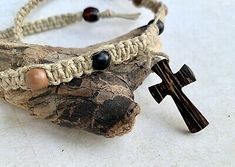 Hemp Surfer Necklace with Wooden Cross Pendant | eBay Large Wooden Cross, Primitive Jewelry, Eco Friendly Necklace, Hemp Necklace, Surfer Necklace, Wood Cross, Beads Bracelet Design, Wood Crosses, Wooden Cross