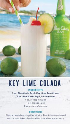 the key lime cola recipe is ready to be eaten and served on the beach with limes