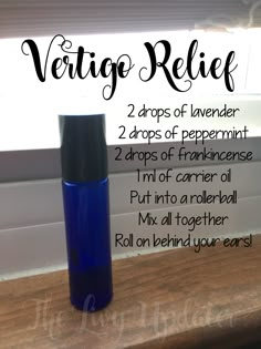 Essential Oils For Vertigo, Essential Oil Roller Bottle Recipes, Roller Blends, Young Living Essential Oils Recipes, Yl Oils, Essential Oil Roller Bottle