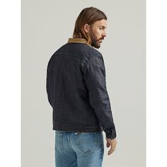 The storied styles of the Lee® 101 collection are an integral part of every denim aficionado's wardrobe. The 101 91B jacket is no exception. This style is crafted from 11.5 oz. Japanese slub left-hand selvedge non-stretch denim. It features a corduroy collar, quilted blanket lining on the interior and on the inside of the sleeves—every detail has been carefully considered for an authentic style that doesn't leave comfort behind. The sleek 101 91B jacket has a zippered closure and a single zipper Classic Long Sleeve Rigid Denim Jacket, Classic Rigid Denim Outerwear For Fall, Classic Dark Wash Rigid Denim Outerwear, Classic Unstructured Denim Outerwear, Classic Rigid Denim Jacket, Denim Blue Outerwear With Double-needle Stitching, Long Sleeve Dark Wash Selvedge Outerwear, Dark Wash Selvedge Outerwear For Fall, Classic Dark Wash Denim Jacket With Double-needle Stitching