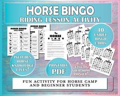 horse bingo game with instructions for kids to learn how to use the horses and numbers