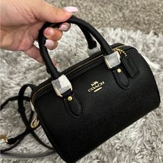 Gorgeous Black Coach Mini Speedy Bag. Ghw And An Amazing Addition To Your Closet. Great For Day And Night. Coach Mini Bag, Speedy Bag, Trendy Purses, Goyard Bag, Bags Coach, Luxury Lifestyle Dreams