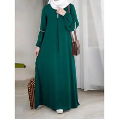 Hemline / Train:Long Length; Sleeve Length:Long Sleeve; Gender:Women's; What's in the box:Dress; Types:Kaftan Dress,Abaya,Dress; Holiday:Ramadan; Style:Arabic,Islamic,Dubai; Material:Polyester; Age Group:Adults'; Characters:Muslim,Arabian; Listing Date:01/15/2024 Modest Green Maxi Dress For Eid, Ramadan Dubai, Ramadan Style, Muslim Dress Abaya, Dress Types, Box Dress, Muslim Ramadan, Dress Abaya, For Ramadan