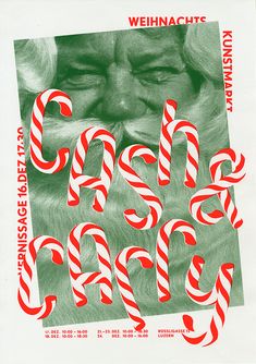 a poster with candy canes in the shape of santa's face on it