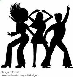 the silhouettes of three people dancing in front of a white background with text that reads,