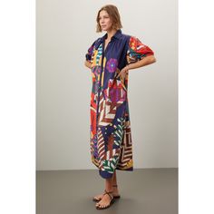 Multicolor geometric cotton (100% Cotton). Caftan. Short sleeves. Collar. Front button closure. Imported. Spring Multicolor Cotton Kaftan, Multicolor Cotton Kaftan For Spring, Spring Multicolor Block Print Kaftan, Casual Patterned Floral Print Kaftan, Casual Floral Print Cotton Kaftan, Cotton Caftan, Rent The Runway, Closet Designs, Short Sleeves