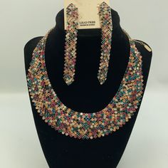 Brand New With Tags Matching Rhinestone Necklace & Earring Set In Gold Tone Setting Adjustable Lobster Clasp Beautiful Gift For Young Or Older Woman Multicolor Sparkling Crystal Jewelry, Sparkling Multicolor Crystal Jewelry, Multicolor Rhinestone Necklace With Sparkling Stones For Party, Elegant Multicolor Rhinestone Necklace With Bling, Multicolor Crystal Jewelry Sets For Parties, Multicolor Crystal Jewelry With Sparkling Stones, Elegant Multicolor Jewelry With Sparkling Stones, Elegant Multicolor Rhinestone Necklace For Party, Multicolor Rhinestone Cubic Zirconia Jewelry