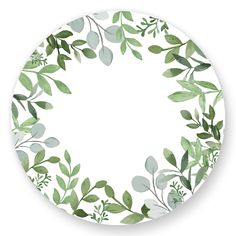 a white plate with green leaves on it