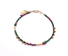 Gold Fill Bracelet with 18K Vermeil, Ruby, Emerald, Ruby Zoisite 7.13" Chipita uses rare vintage beads, precious, and semi-precious gemstones in their work. There may be some color variation in the stones they use and due to the nature of vintage beads, there may be some design variation. We'll be in contact asap if the piece you ordered varies from what's photographed. Bohemian Rondelle Bracelets With Polished Beads, Spiritual Handmade Yellow Gold Beaded Bracelets, Gold Fusion Bracelets With Round Beads, Elegant Multicolor Tourmaline Beaded Bracelets, Yellow Gold Beaded Bracelets With Natural Stones, Beaded Bracelets With Natural Stones In Gold, Gold Tourmaline Gemstone Bracelets, Tourmaline Bracelets With Natural Stones, Gold Tourmaline Bracelet Jewelry