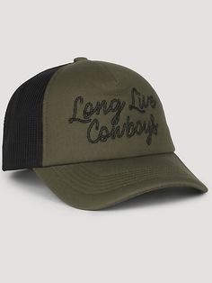 High profile Foam front Meshback Pre-curved Snap Twill Long Live Cowboys, Wrangler Accessories, Western Shop, Workwear Jeans, Mens Workwear, Outdoor Pants, Baseball Caps Mens, Womens Baseball Cap, Outdoor Men