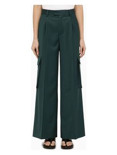 428 AMIRI  FOREST GREEN WOOL TROUSERS Luxury Women's Cargo Jeans With Flap Pockets, Luxury Cargo Jeans With Flap Pockets For Women, Wide Trousers, Color Complement, Wool Trousers, Pantalon Large, Green Wool, Dress Pant, Denim Pant