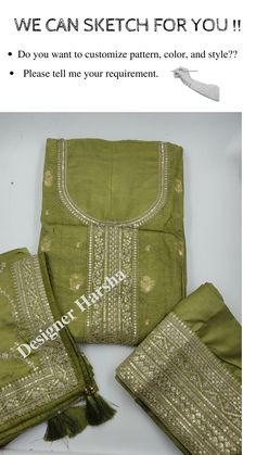 Designer Harsha here,  Etsy buyer make your own style now with your unique ideas ..!!  We are very precise and clear about our business. We bought plain fabric only from outside. Then dyeing the fabric, machine work on it, handwork, making as per customer measurements, customization which is done by our handcrafted team.  We have adopted a unique approach to provide best customer service. Like, if a customer wants extra hand work like diamond work , Mirror Work , then we can add. If customer wan Plazzo Suit, Dupatta Dress, Plazzo Suits, Women Kurti, Work Function, Suit Pakistani, Machine Work, Palazzo Suit, Plain Fabric