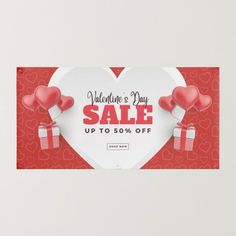 valentine's day sale banner with heart balloons