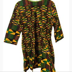 Brand New, Bought On A Trip To Ghana But Never Wore Cause Arms Too Short For Me, It’s Handmade So Has No Tags Fall Yellow Crew Neck Blouse, African Fabric, Too Short, Ghana, Green Yellow, Ankara, Coats Jackets, Jackets & Coats, Jackets For Women