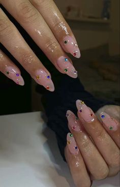 Posh Nails, Nail Art Inspo, Almond Acrylic, Colourful Nails, Pearl Nails, Nails Only, Gem Nails, Uñas Acrilicas, Nail Nail