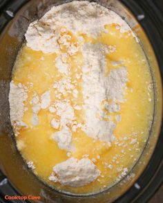 flour and other ingredients in the bowl of an electric pressure cooker for making bread