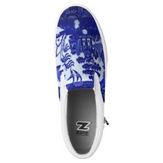 Blue Willow Slip on Sneakers: Casual Elegance Printed Shoes Blue And White Fashion, Honeymoon Attire, Blue And White Decor, Printed Shoes, Italian House