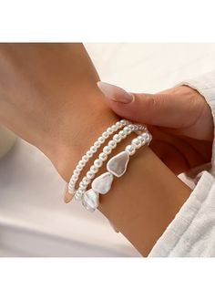 Color:White;Package Contents:3 X Bracelets;Occasion:Work; Trendy White Beaded Bracelets For Party, Elegant White Bracelets For Summer, White Wedding Bracelets For Spring, White Bangle Jewelry For Spring, Elegant White Pearl Bracelet For Summer, White Beaded Bangle Bracelets For Party, White Bangle Bracelet For Spring, White Bracelets For Summer Party, Elegant White Bracelet For Spring