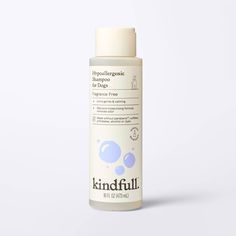 Kindfull™ Hypoallergenic Dog Shampoo - 16 fl oz is made from plant-derived ingredients to ensure a gentle yet effective clean for your canine companion. The mild and moisturizing formula provides a soothing wash that helps maintain a healthy coat. Apply on wet fur from behind the ears to the tail, lather thoroughly, and rinse well. Give your pet a gentle cleanse with this dog shampoo to leave them feeling refreshed. Our mission is to make mealtime, playtime, nap time, and all the time in between Dog Shampoo Brush, Pet Cleaning Products, Dog Shampoo Packaging, Pet Shampoo Packaging Design, Cute Dog Supplies, Pet Care Products, Dog Skin Care, Puppy Shampoo, Shampoo Packaging