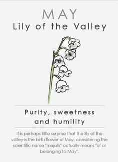 three different labels with flowers and the words june rose, lily of the valley, purify, sweetness and humility