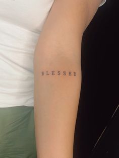 Blessed woman tattoo Blessing Tattoo For Women, Blessed Tattoo Black Women, Blessed Sleeve Tattoo, Small Blessed Tattoos For Women, Blessed Arm Tattoo Women, Blessed Tattoo For Women, Blessed Tattoo, Blessed Tattoos, Minimal Tattoo