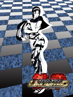 an animated image of a woman on a checkered floor with the words ultra grid