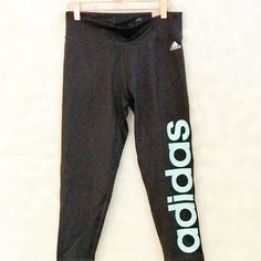 No Tags But Brand New. Adidas Crop Yoga Pants! Dark Grey With Aqua Blue Letters. Size M. Mid Rise, Moisture Wicking. Nwot (Cl) Adidas Logo Leggings For Jogging, Stretch Adidas Logo Leggings For Jogging, Adidas Stretch Leggings For Jogging, Adidas Stretch Moisture-wicking Pants, Adidas Sportswear Leggings For Jogging, Adidas Workout Pants Sportswear, Adidas Sportswear Pants For Workout, Casual Adidas Logo Pants For Workout, Casual Adidas Logo Workout Pants