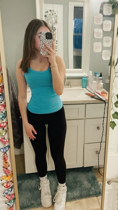 Outfits That Go With Leggings, Styling Lululemon Leggings, Athletic Summer Outfits Casual, Cute Aerie Outfits, Outfit Inspo With Leggings, Outfits With Leggings Summer, Lulu Leggings Outfit, Nike Workout Outfits, Outfits Para Gym