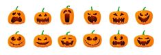 halloween pumpkins with faces and mouths on white background royalty - art fotor