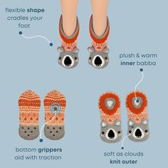 Koala us crazy, but we've never seen anything cuter than these Koala Critter Cuffer Slipper Socks. The soft and fluffy inner material will keep your feet warm and comfortable, while the cute koala design adds a touch of whimsy. In addition, the bottom grippers aid with traction, so you can move around confidently. Soft and fluffy material for added warmth and comfort Cute koala design adds an adorable touch Safety Dots™ bottom grippers aid with traction Easy-to-care-for material is machine washa Slippers Fuzzy Babba, Fun Animal Slippers, Fun Non-slip Winter Slippers, Koala Slippers, Bear Slippers, Comfy Slippers, Comfy Socks, Soft Slippers, Faux Fur Slippers