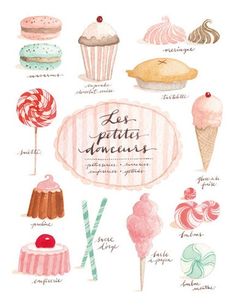 an illustration of different types of desserts