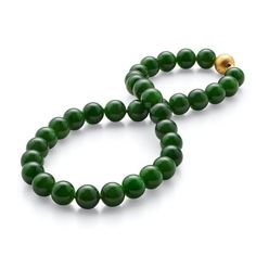 12mm Green Nephrite Jade & Gold Necklace – Gump's Extraordinary Jewelry, Jewelry By Material, Nephrite Jade, Jade Necklace, Timeless Jewelry, Jade Beads, Jade Green, Turquoise Bracelet, Jewelry Shop