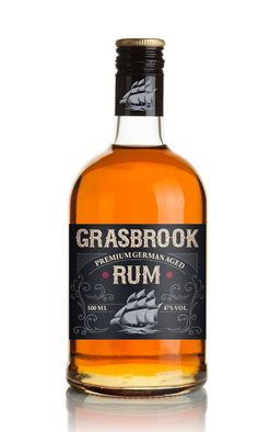 a bottle of grasbrock rum on a white background