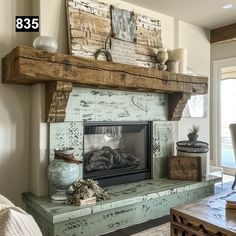 a living room filled with furniture and a fire place