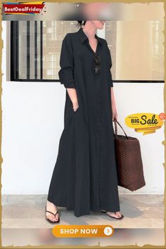 Casual Solid Cotton Linen Shirt Collar Long Sleeve Maxi Dress P591060 Casual Long Sleeve Shirt Dress With Pockets, Casual Long Sleeve Maxi Dress With Buttons, Casual Button-up Maxi Dress With Pockets, Casual Long-sleeved Shirt Dress Relaxed Fit, Relaxed Fit Long Sleeve Casual Shirt Dress, Casual Long Sleeve Shirt Dress Relaxed Fit, Casual Long Shirt Dress, Casual Long Shirt Dress With Pockets, Casual Maxi Shirt Dress With Pockets