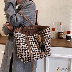 Bird in Bag - Fashion checkered handbag large capacity bags female popular fashion tote bag new shoulder large package Large Capacity Tote Bag For Fall, Houndstooth Shoulder Bag For Everyday Use, Daily Use Houndstooth Shoulder Bag, Casual Plaid Bags For Fall, Everyday Houndstooth Shoulder Bag, Everyday Tote Bag With Houndstooth Pattern, Plaid Bags For Everyday Use In Fall, Daily Use Houndstooth Tote Shoulder Bag, Plaid Rectangular Bag For Fall