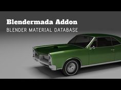 a green car with the words blender material data base