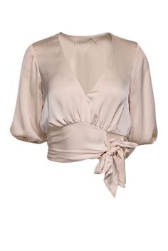 Current Boutique-Ramy Brook - Cream Satin Puff Sleeve Blouse Sz XXS Flowy Midi Skirt, Cream Blouse, Ramy Brook, Puff Sleeve Blouse, Women's Wardrobe, Waist Tie, Silk Fabric, Puff Sleeves, Pullover Styling