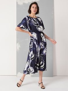 Watercolor Vines Brooke Dress Elegant Abstract Print Maxi Dress For Spring, Elegant Spring Maxi Dress With Abstract Print, Elegant Maxi Dress With Abstract Print For Spring, Floral Print Viscose Maxi Dress For Workwear, Elegant Midi Maxi Dress With Abstract Print, Elegant Printed Maxi Dress For Work, Printed Maxi Dress For Summer Workwear, Watercolor Vines, Petite Sweaters